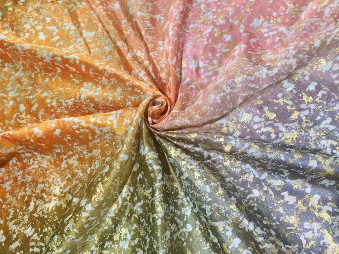 100% Pure Silk Tussar Tie Dye and Gold Print in four shades 44" wide [12342]