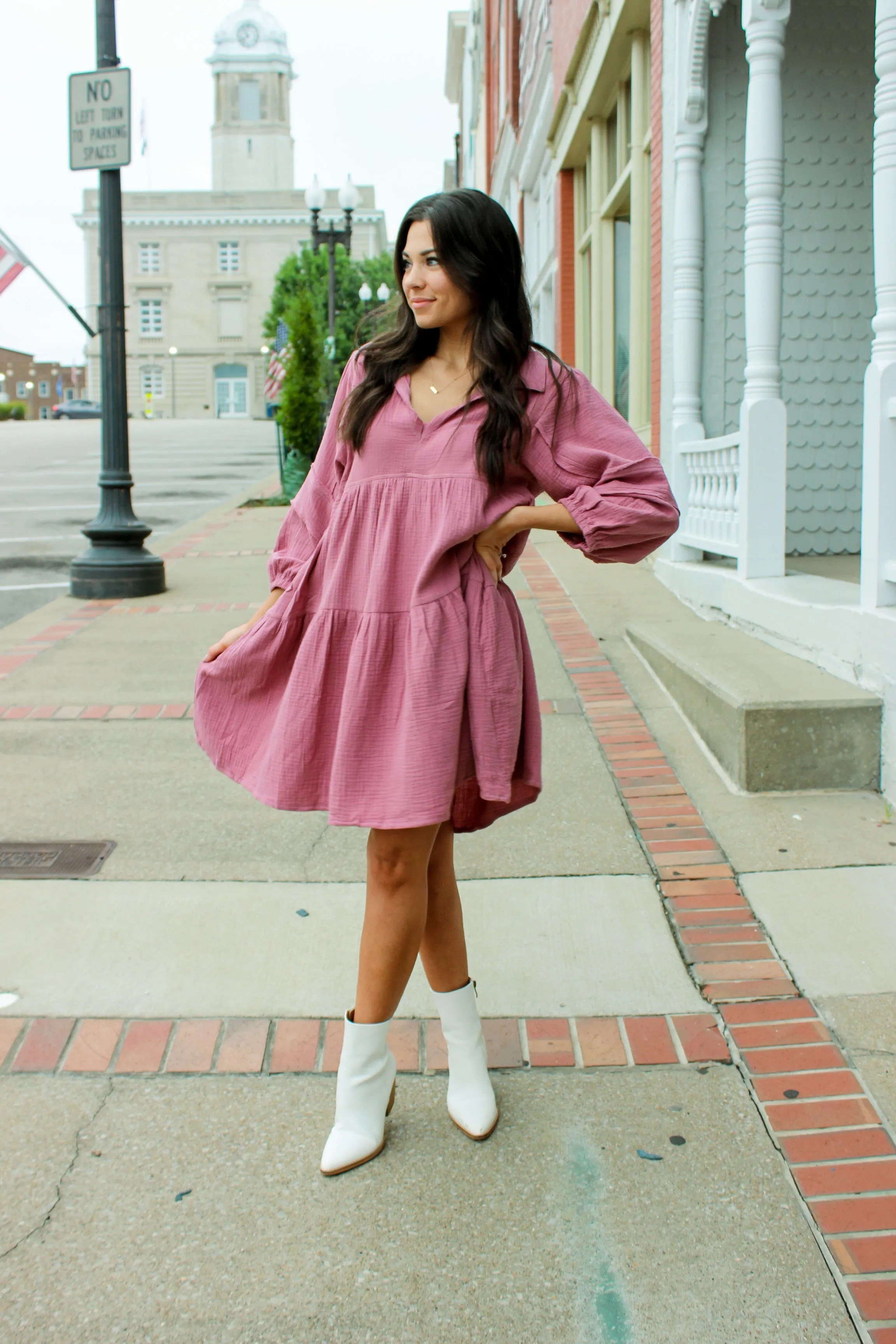 Ally Tiered Dress - Mauve