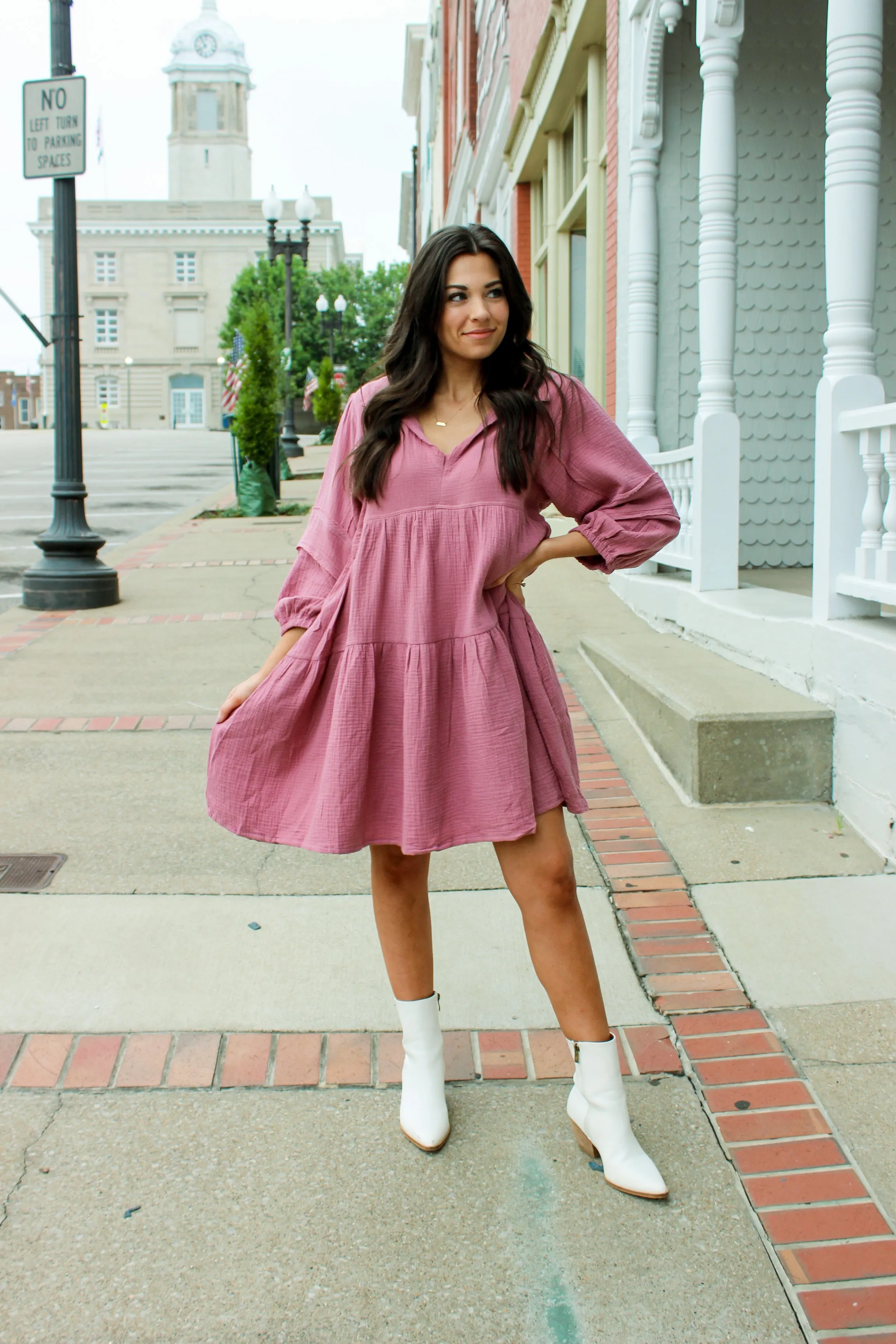 Ally Tiered Dress - Mauve