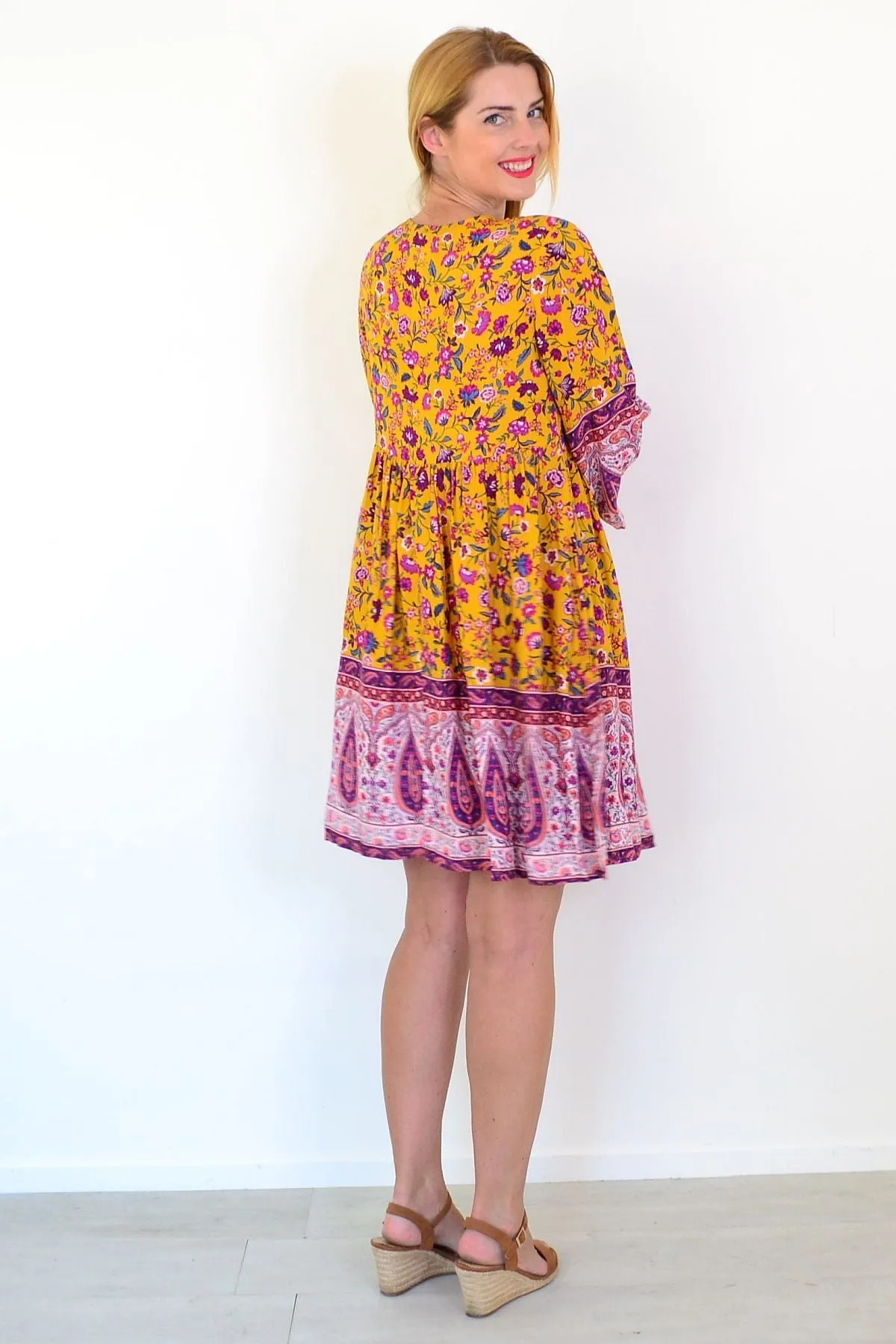 Amelia Mustard Bohemain Dress