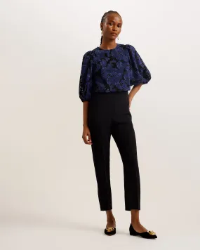 Arpy Printed Balloon Sleeve Top Navy