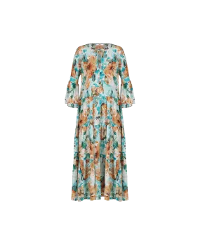 AUGUST SILK MAXI DRESS WILTED FLORAL