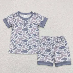 Baby Boys Camo Buttons Shirt Top Shorts Pajamas Clothes Sets: 12-18M