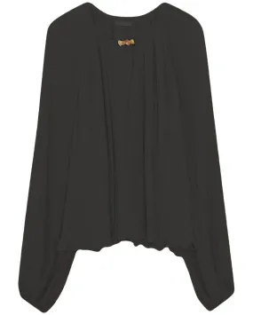 Black Eden Plisse Long Sleeve Blouse