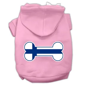 Bone Shaped Finland Flag Screen Print Pet Hoodies Light Pink Size M (12)