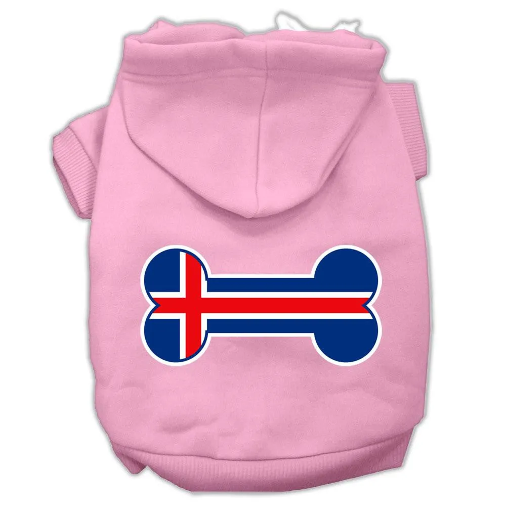 Bone Shaped Iceland Flag Screen Print Pet Hoodies Light Pink Size Xs (8)