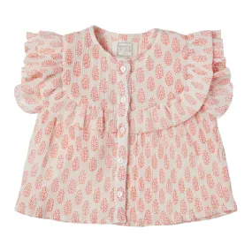 Bonheur du Jour Paris Chloe Baby   Girl Blouse Blanc/Orange