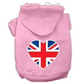 British Flag Heart Screen Print Pet Hoodies Light Pink Size XL (16)