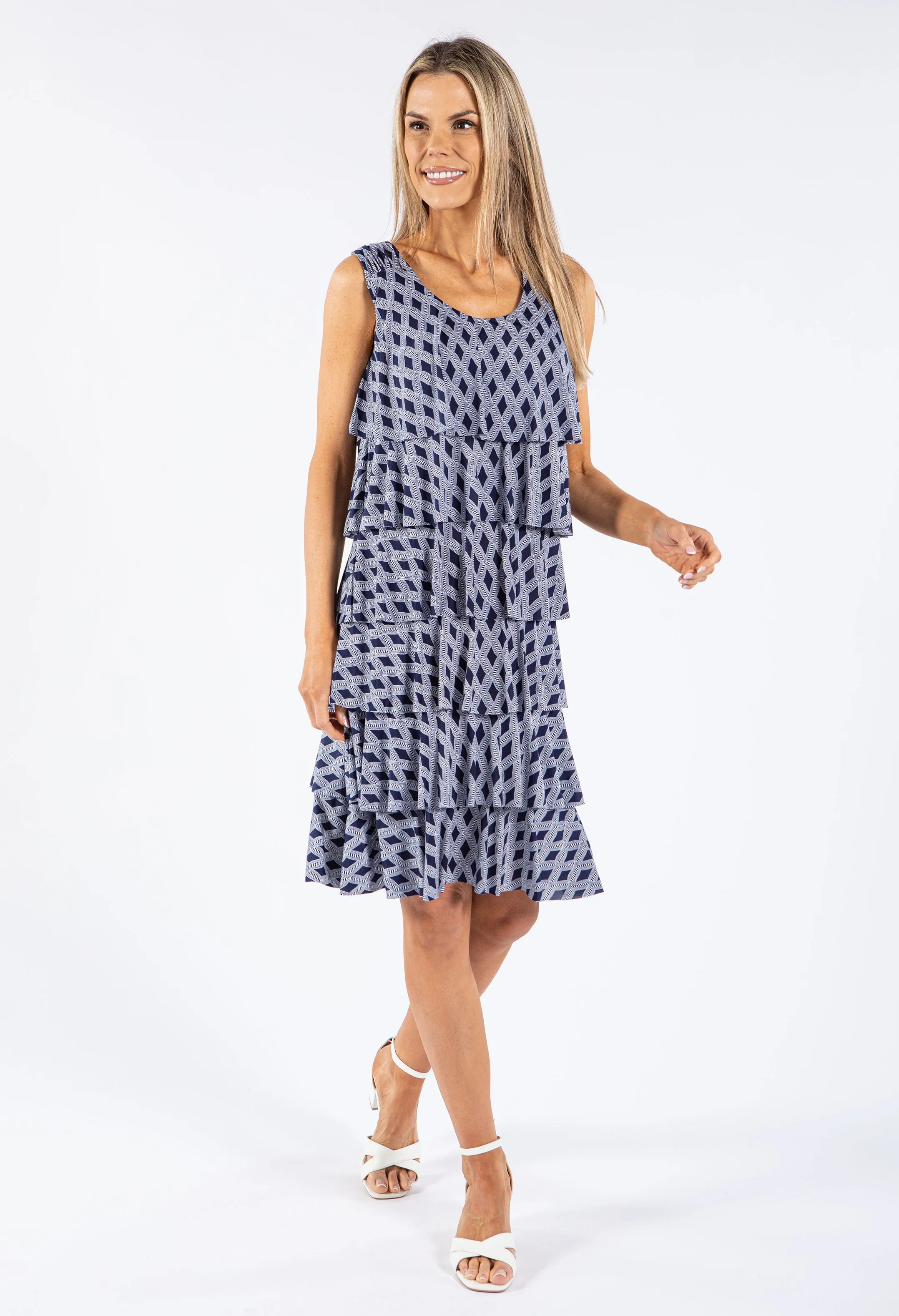 Chain Print Tiered Dress