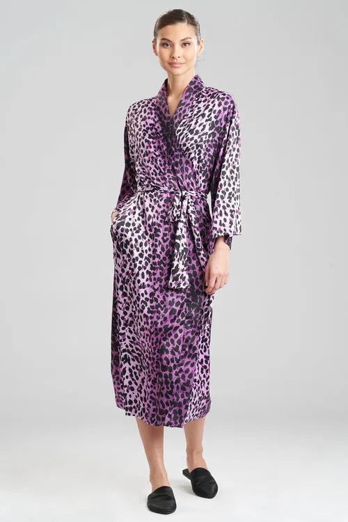 Cheetah-Printed Matte Satin Robe