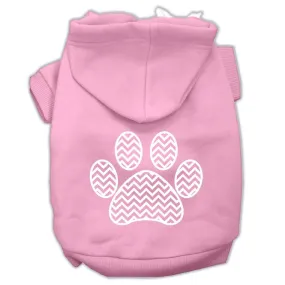 Chevron Paw Screen Print Pet Hoodies Light Pink Size Lg (14)