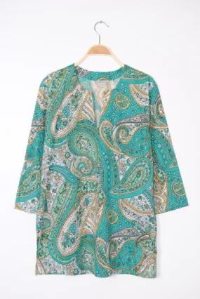 Cotton Tunic Top Turquoise Paisleys