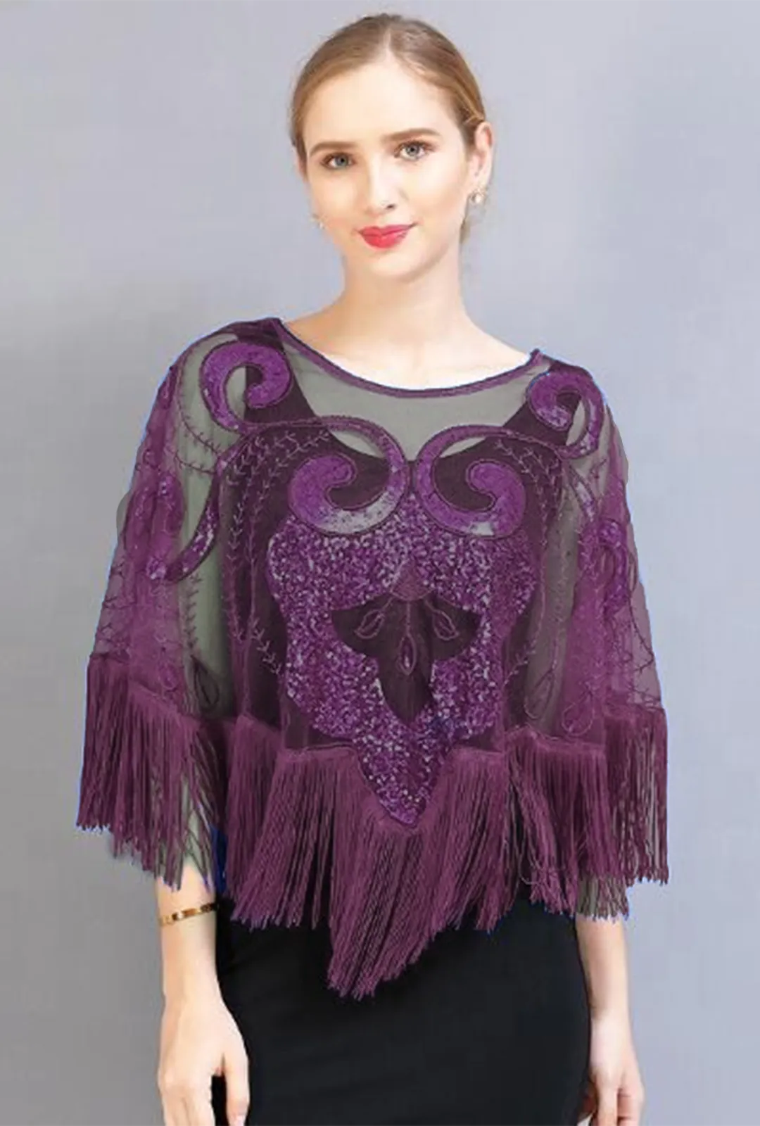 Fancy Flapper Purple Shawl Cape