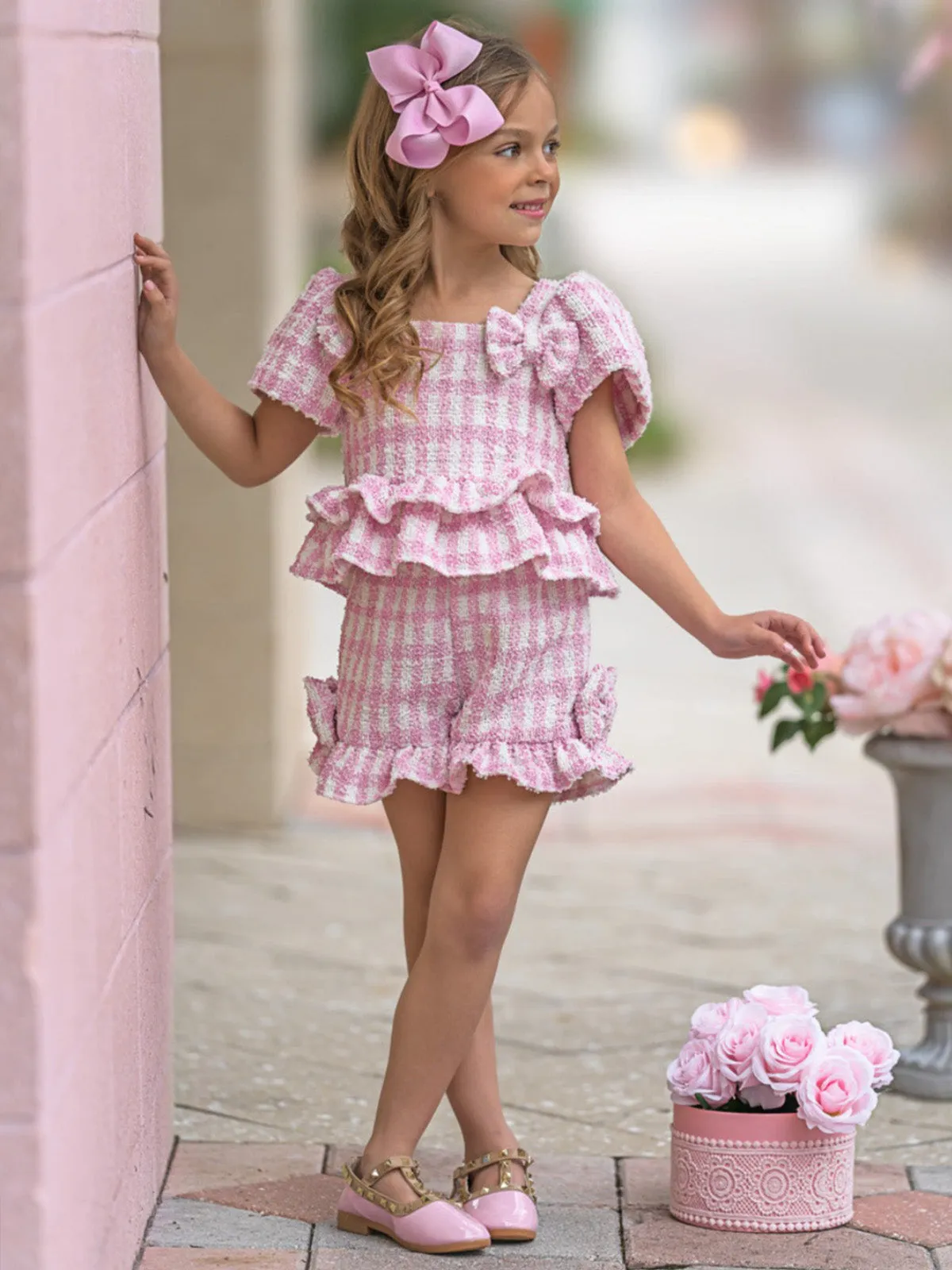 Feast In Fashion Pink Gingham Top and Short Set