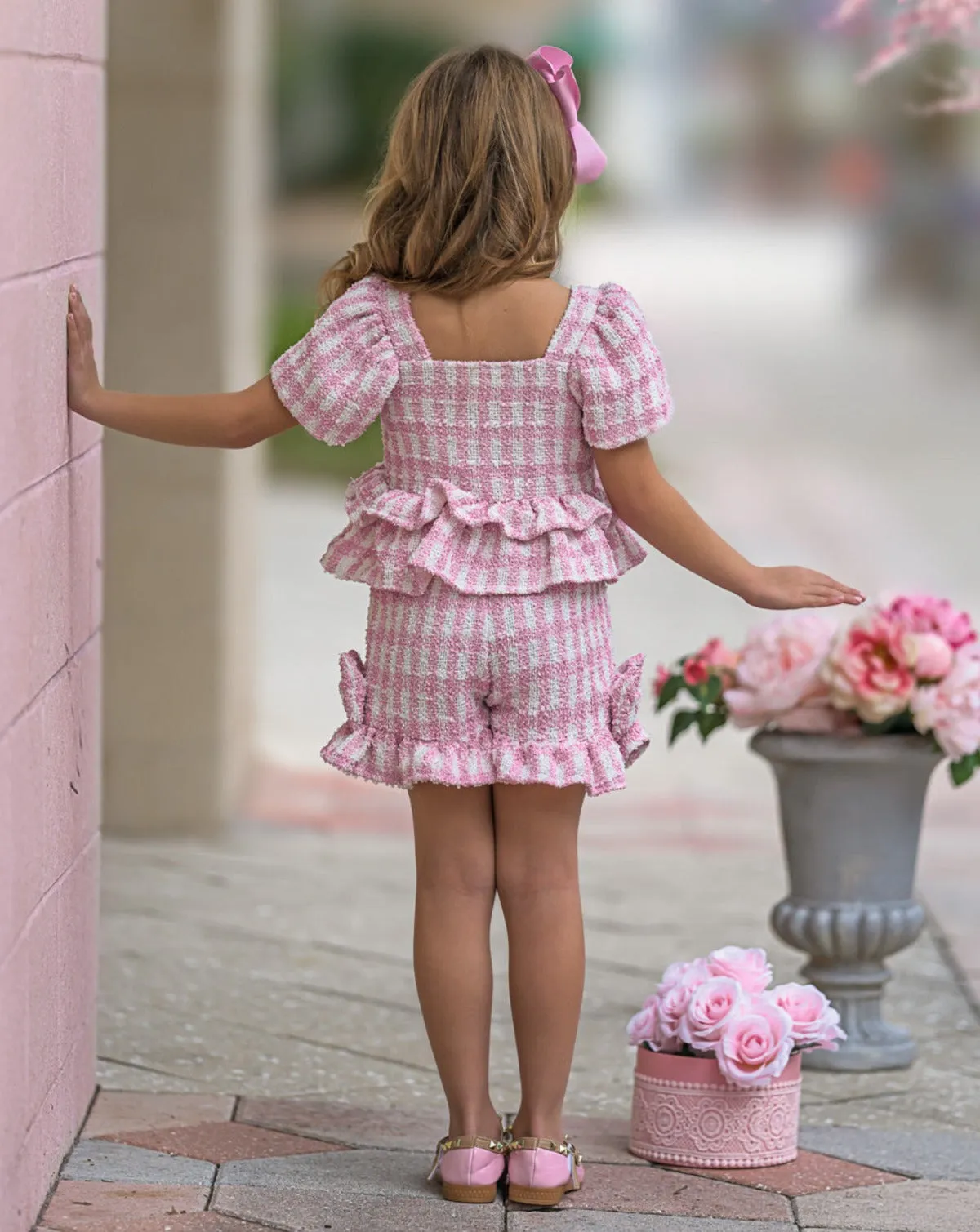 Feast In Fashion Pink Gingham Top and Short Set