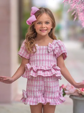 Feast In Fashion Pink Gingham Top and Short Set