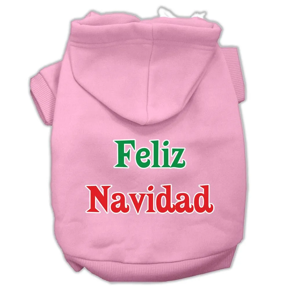 Feliz Navidad Screen Print Pet Hoodies Light Pink L (14)