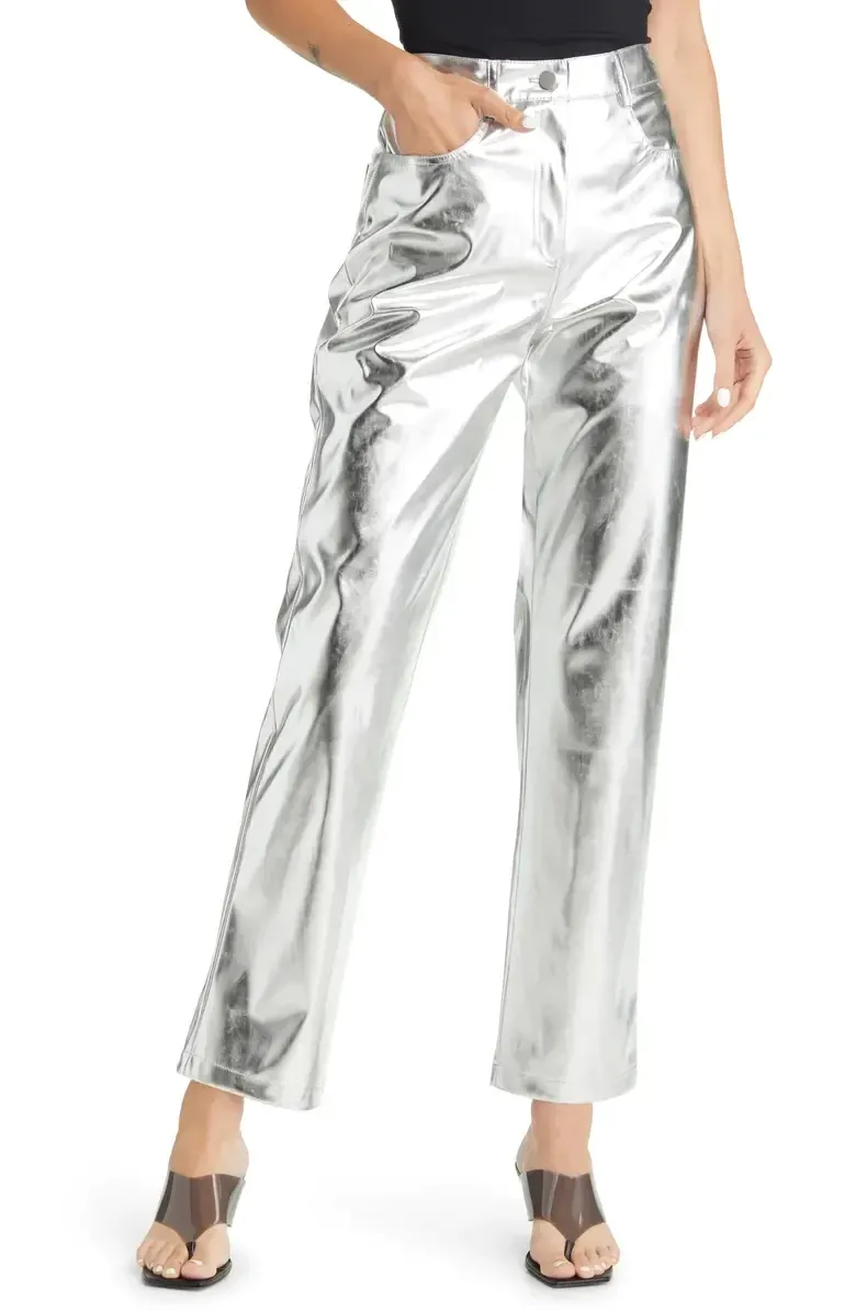 FINAL SALE!! The Kylie Metallic Silver Straight Leg Pants