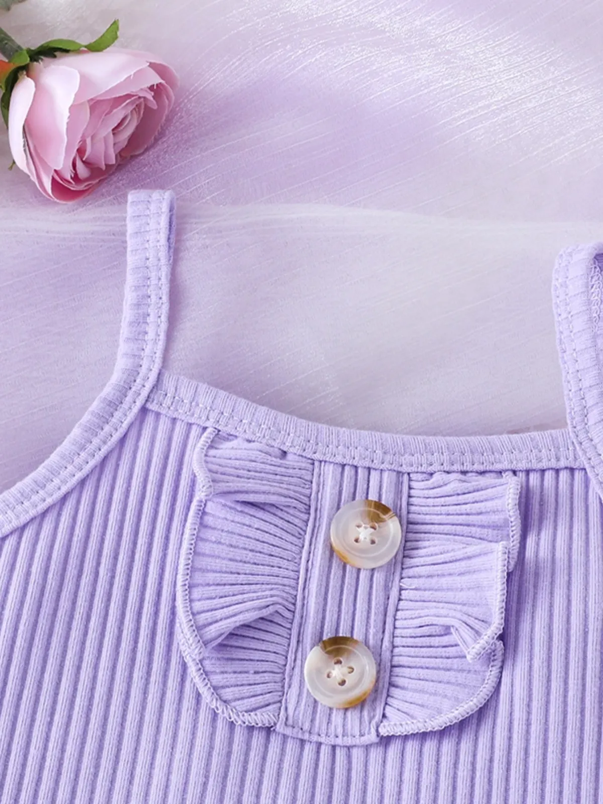 Flutter Free Purple Top And Butterfly Ruffle Shorts Set