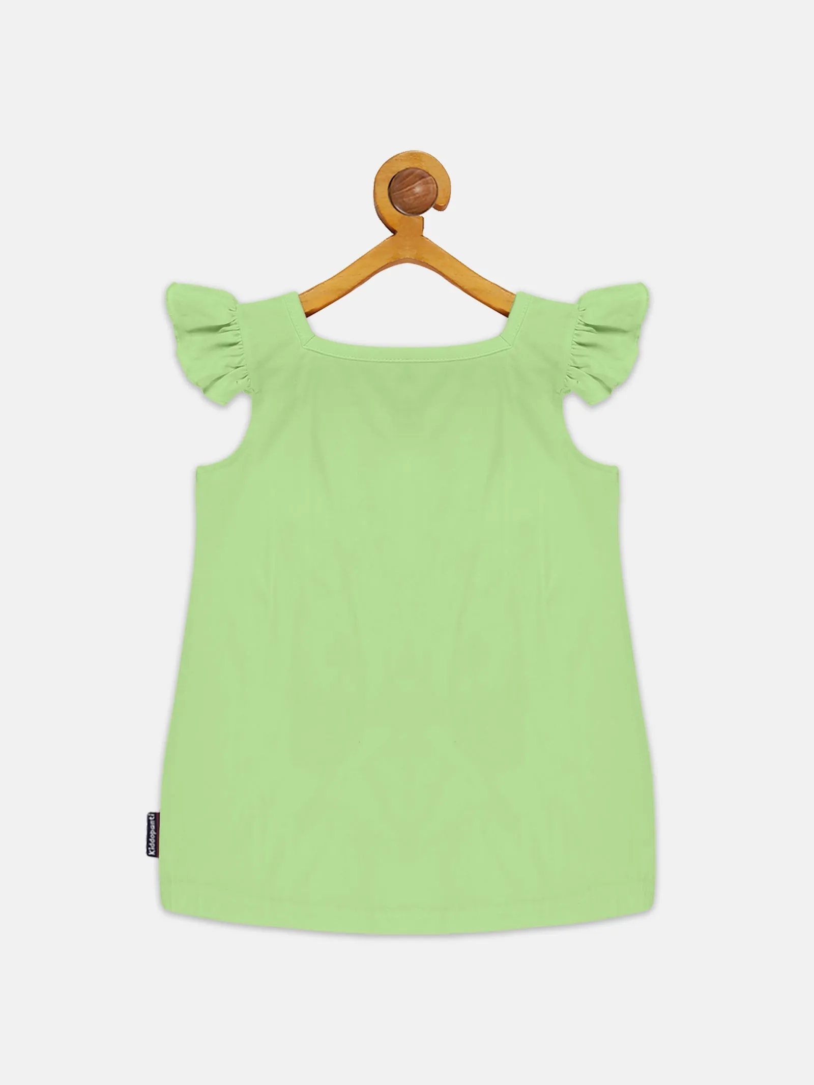 Girls Printd Frill Sleeve Square Neck Tee