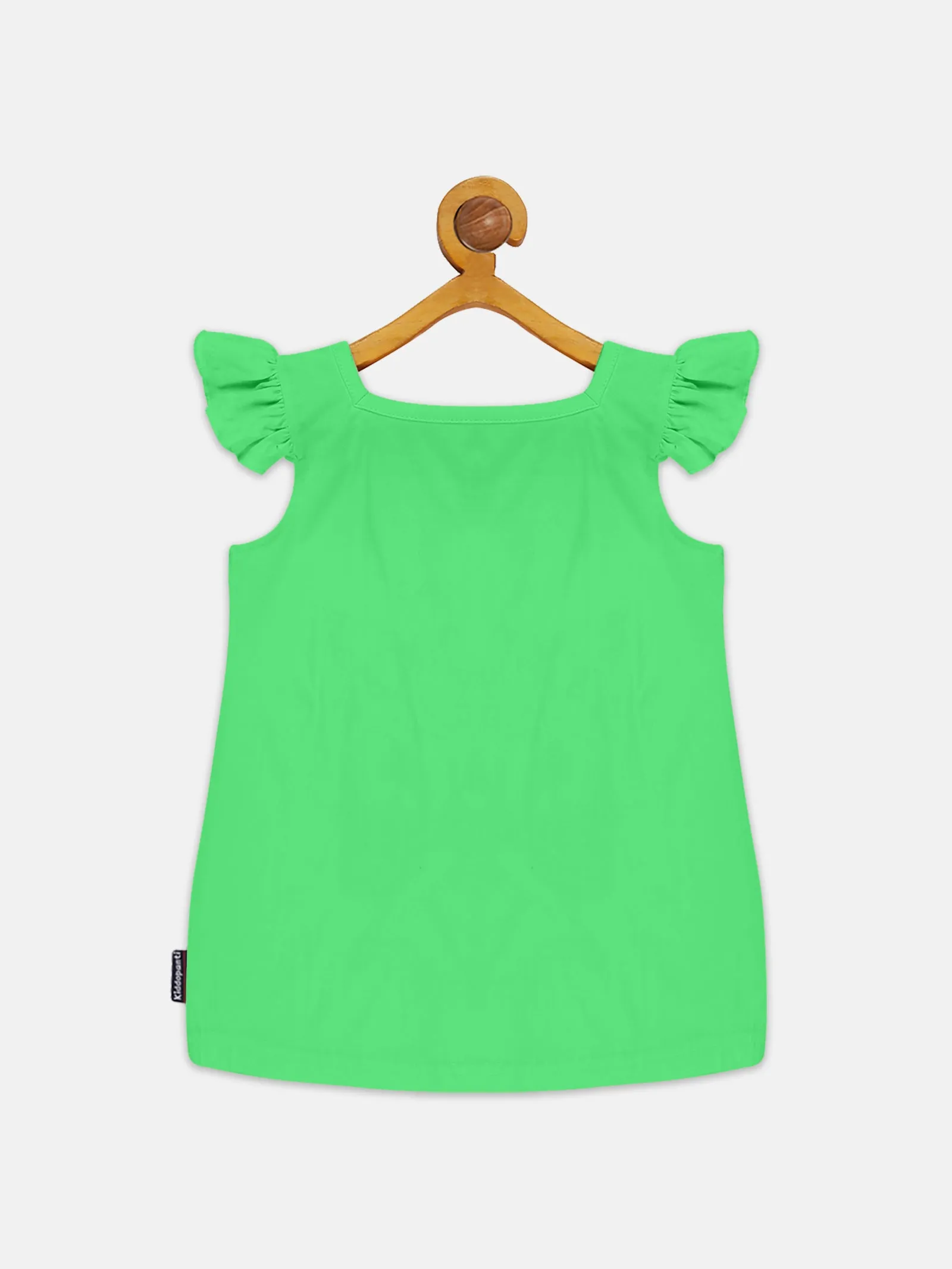 Girls Printd Frill Sleeve Square Neck Tee