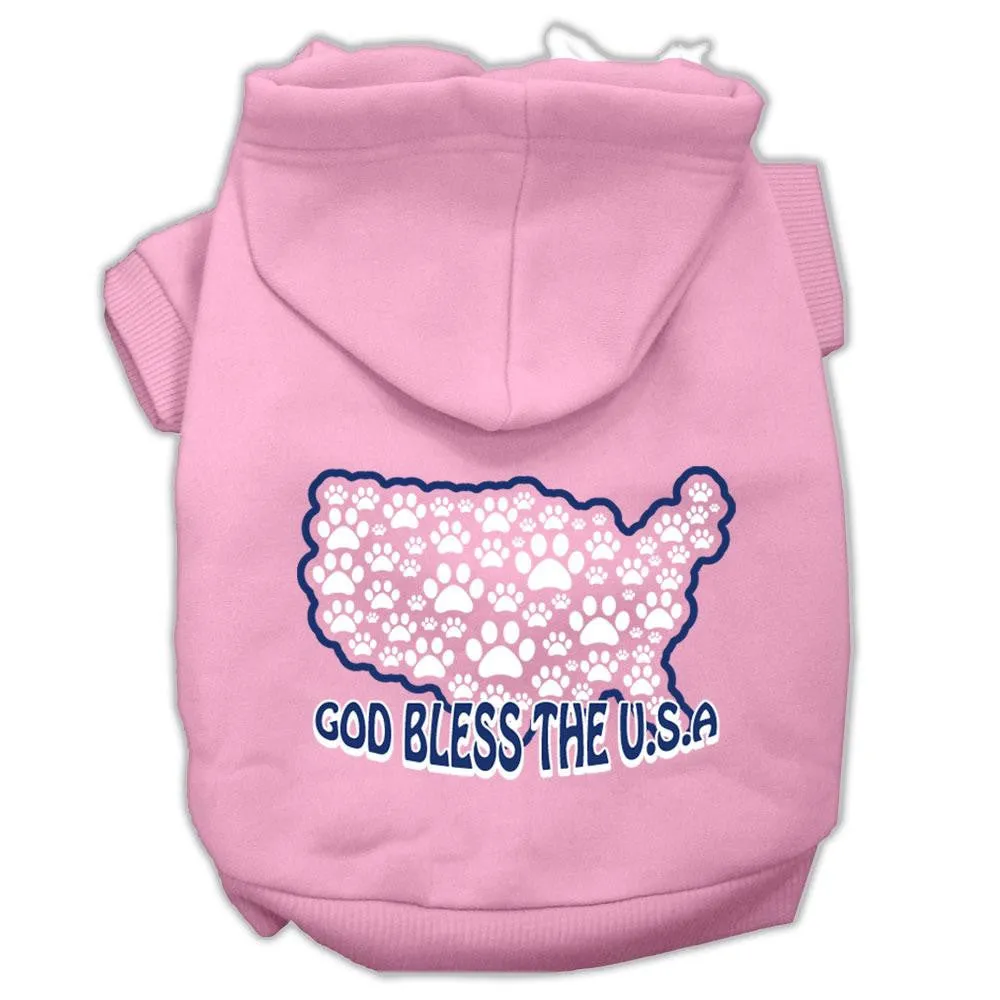 God Bless Usa Screen Print Pet Hoodies Light Pink Size Xs (8)