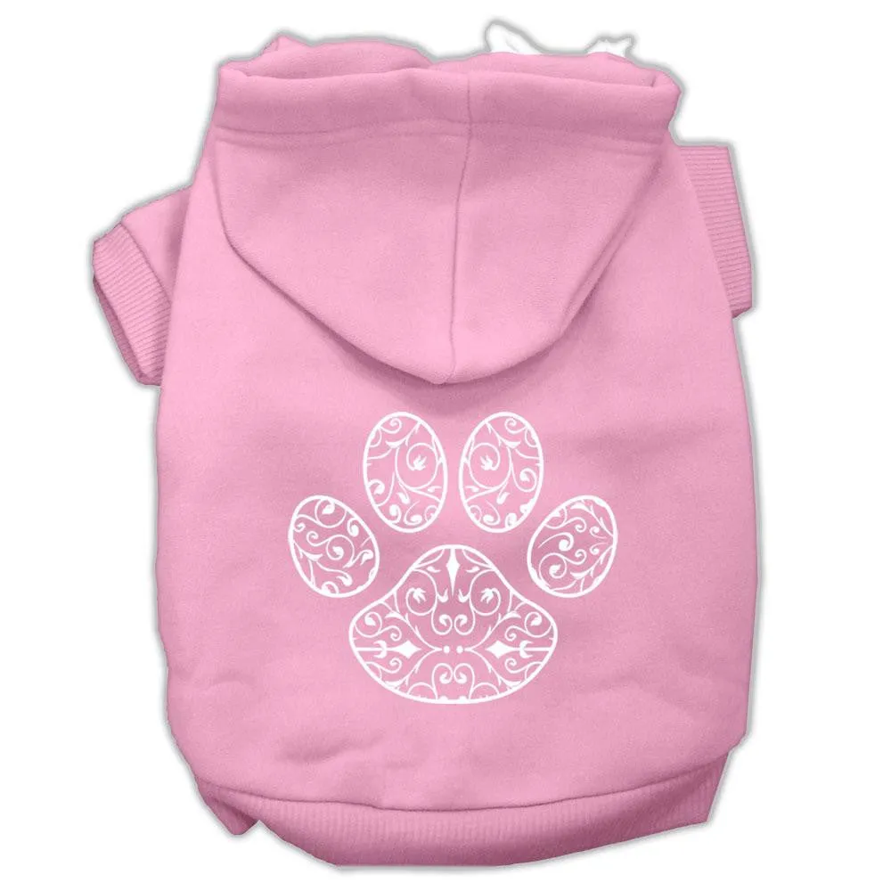 Henna Paw Screen Print Pet Hoodies Light Pink Size Xs (8)