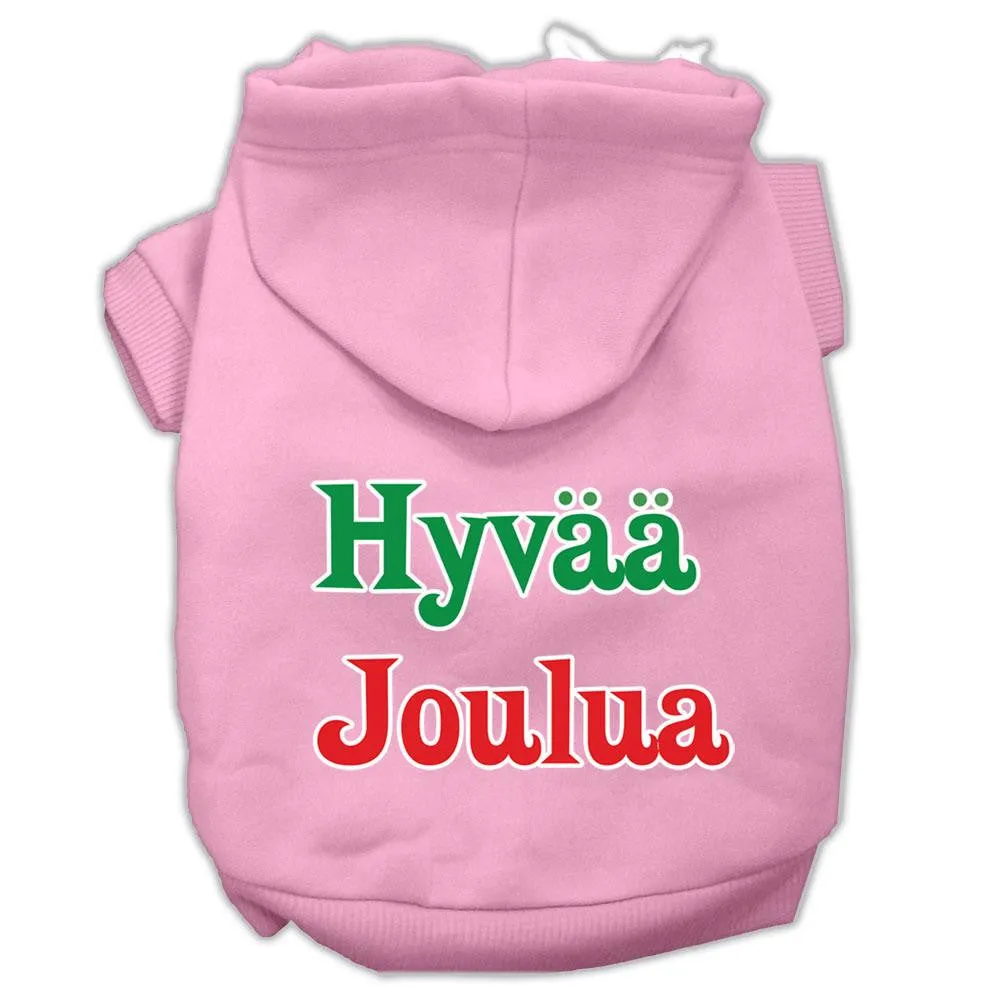 Hyvaa Joulua Screen Print Pet Hoodies Light Pink XXL (18)