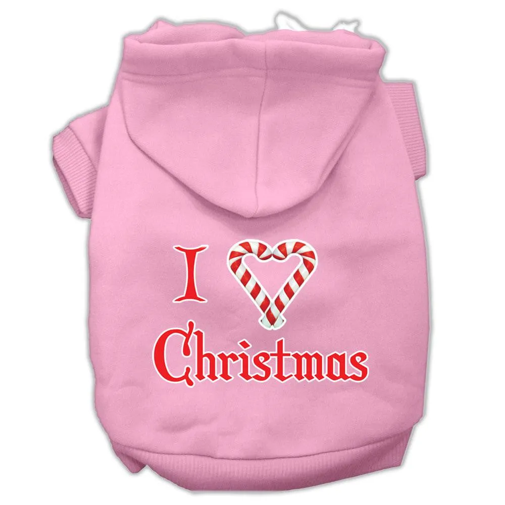 I Heart Christmas Screen Print Pet Hoodies Light Pink Size Lg (14)