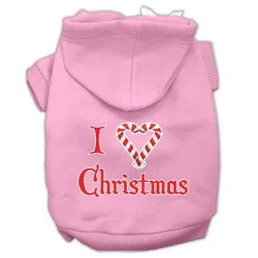 I Heart Christmas Screen Print Pet Hoodies Light Pink Size Xs (8)