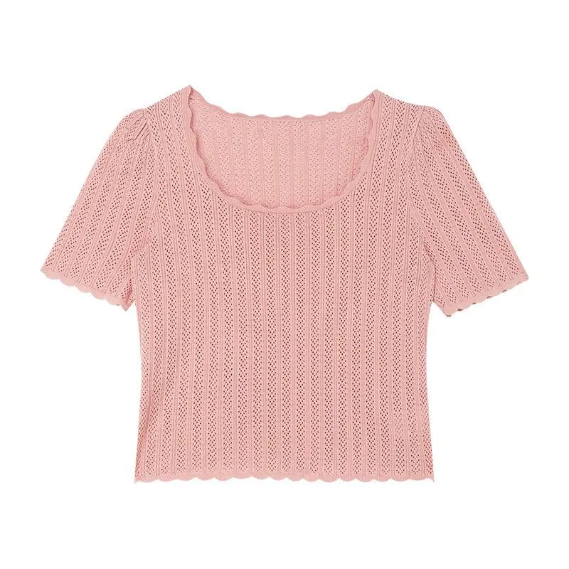 Knitted Square Neck Tops