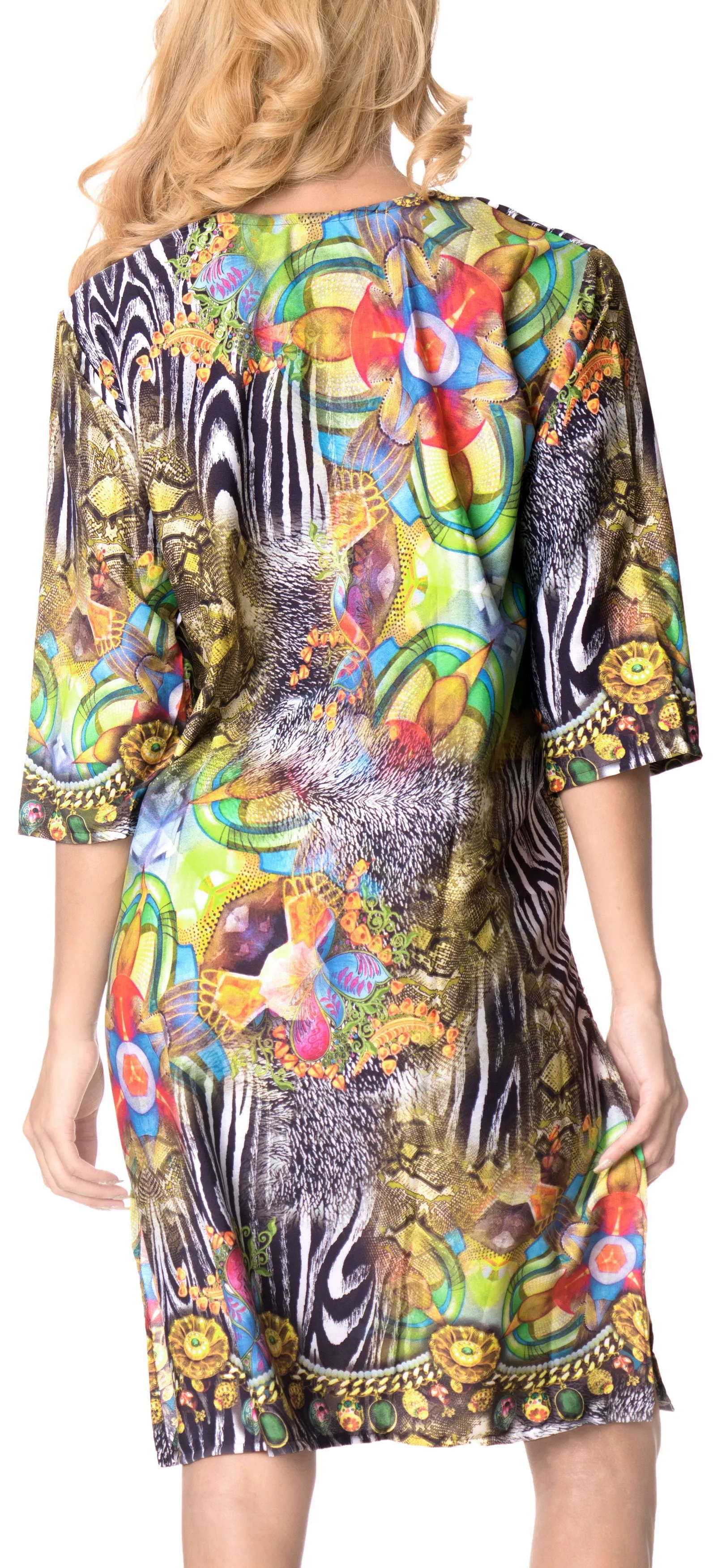 LA LEELA Digital Blouse Cover Ups Women OSFM 20W-28W [2X- 4X] Multicolor_6639