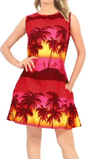 LA LEELA Women's Swim Beach Dress Kaftan Cover Ups Swimwear US 4 [S] Red_U148