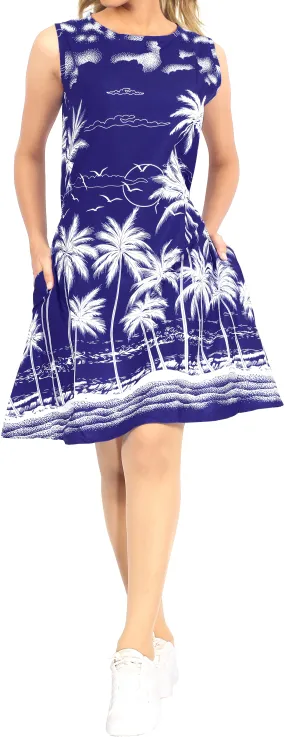 LA LEELA Women's Swimwear Cover-Ups Beach Suit Kaftan Dress US 10 [M] Blue_V583