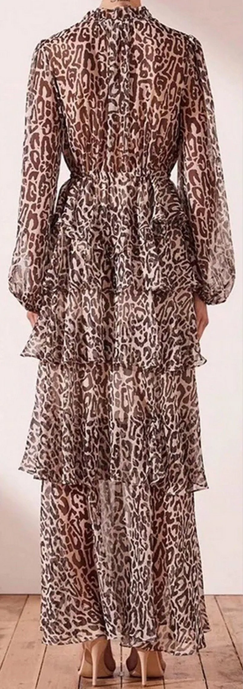 Leopard Print Tiered Gown