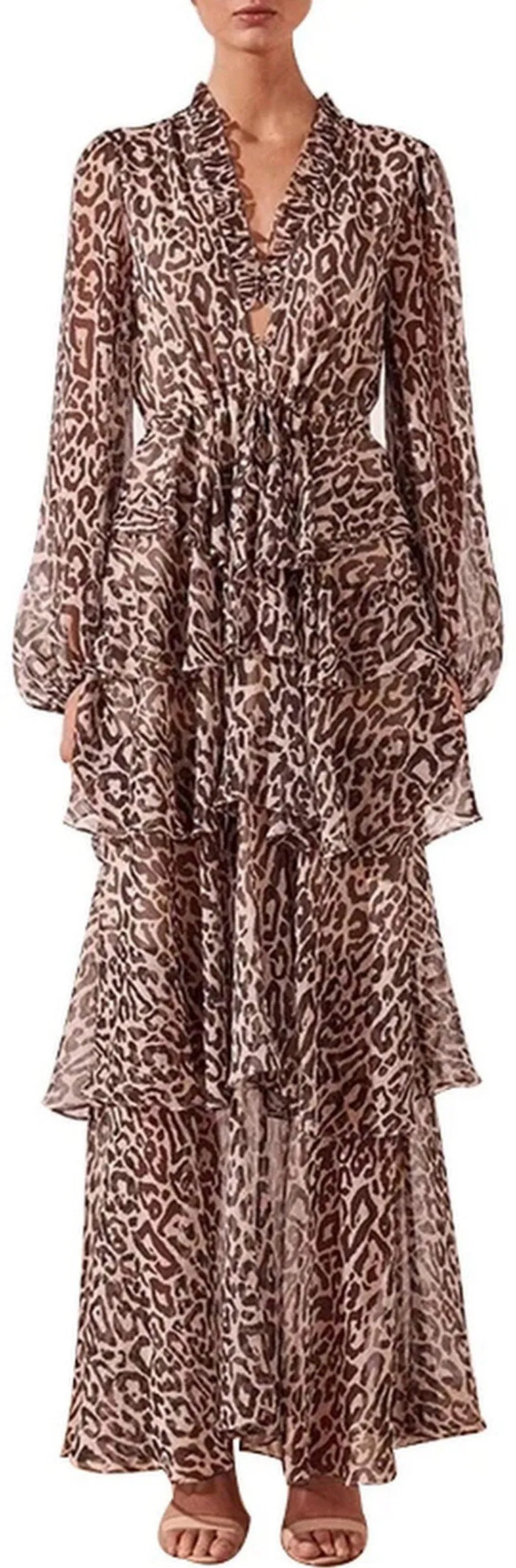 Leopard Print Tiered Gown