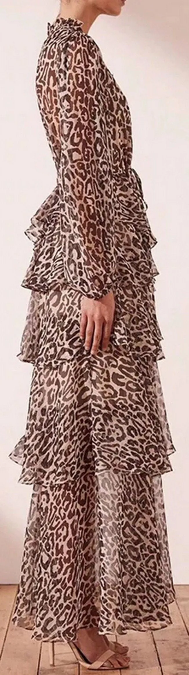 Leopard Print Tiered Gown