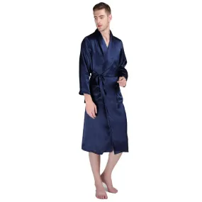 Long Silk Robe Luxury Silk Sleepwear  For Men