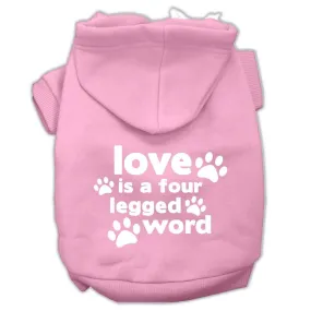 Love Is A Four Leg Word Screen Print Pet Hoodies Light Pink Size Med (12)