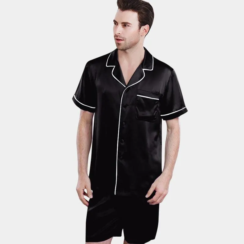 Men's Luxury Silk pajama Short Set Silk Sleepwear