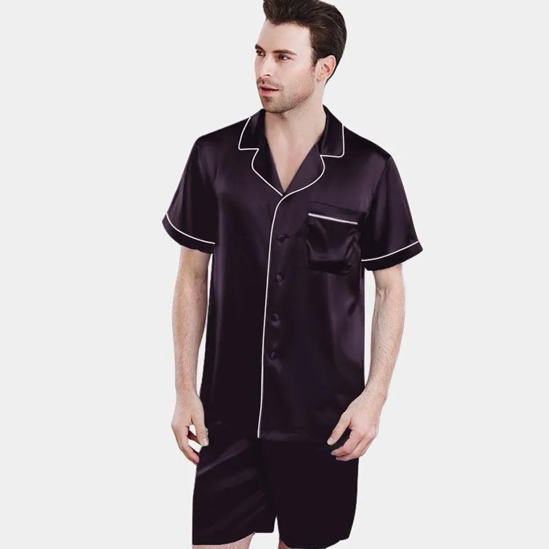 Men's Luxury Silk pajama Short Set Silk Sleepwear