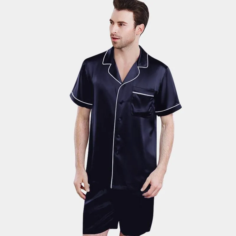 Men's Luxury Silk pajama Short Set Silk Sleepwear