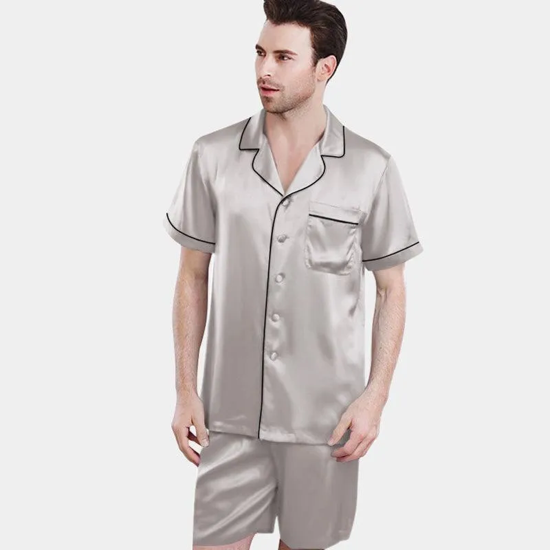 Men's Luxury Silk pajama Short Set Silk Sleepwear