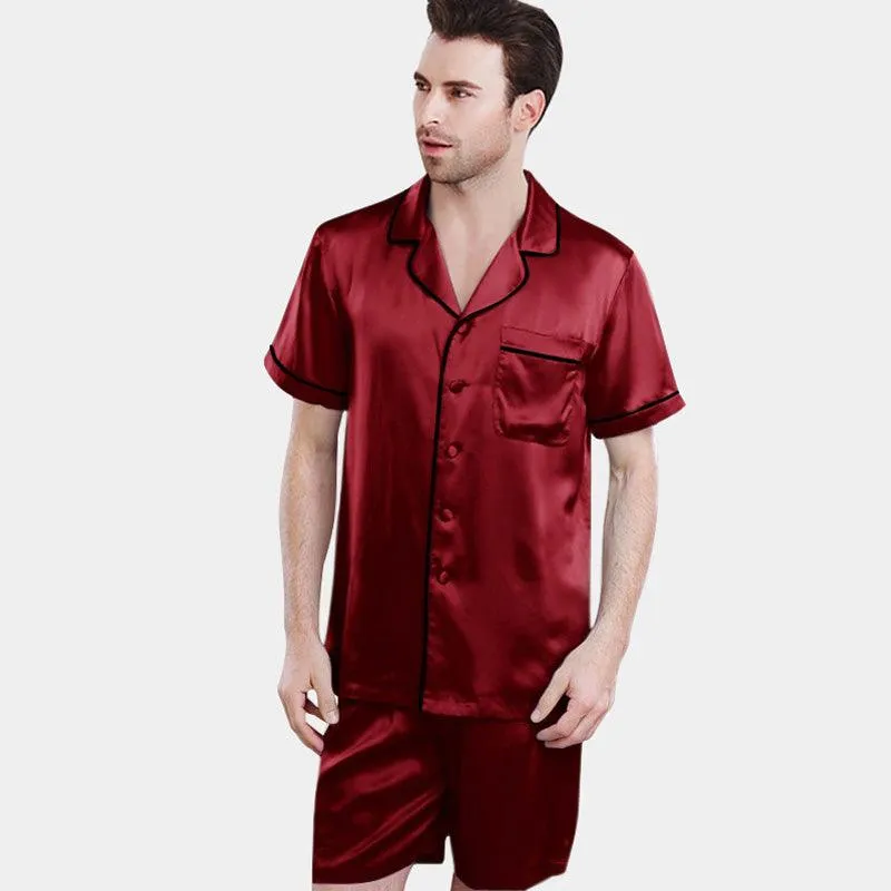 Men's Luxury Silk pajama Short Set Silk Sleepwear