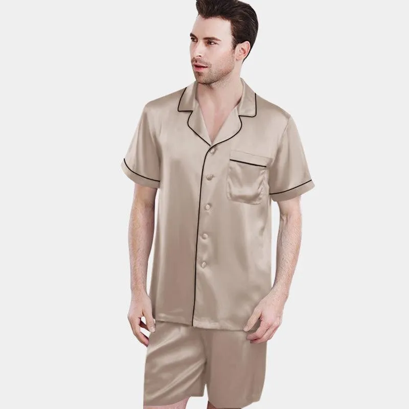 Men's Luxury Silk pajama Short Set Silk Sleepwear