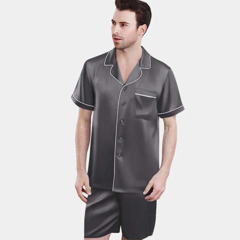 Men's Luxury Silk pajama Short Set Silk Sleepwear