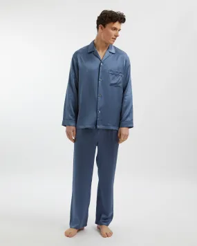 Men's Silk Pajamas - Airforce Blue