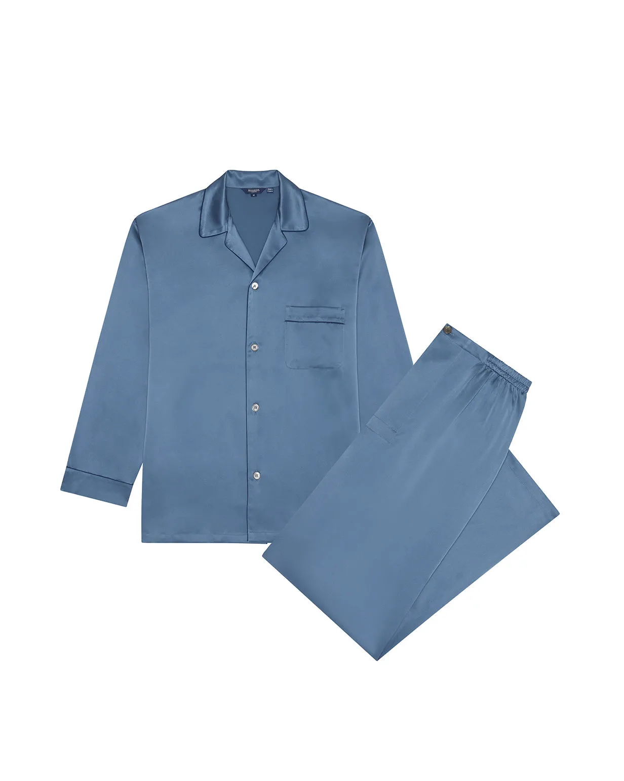 Men's Silk Pajamas - Airforce Blue