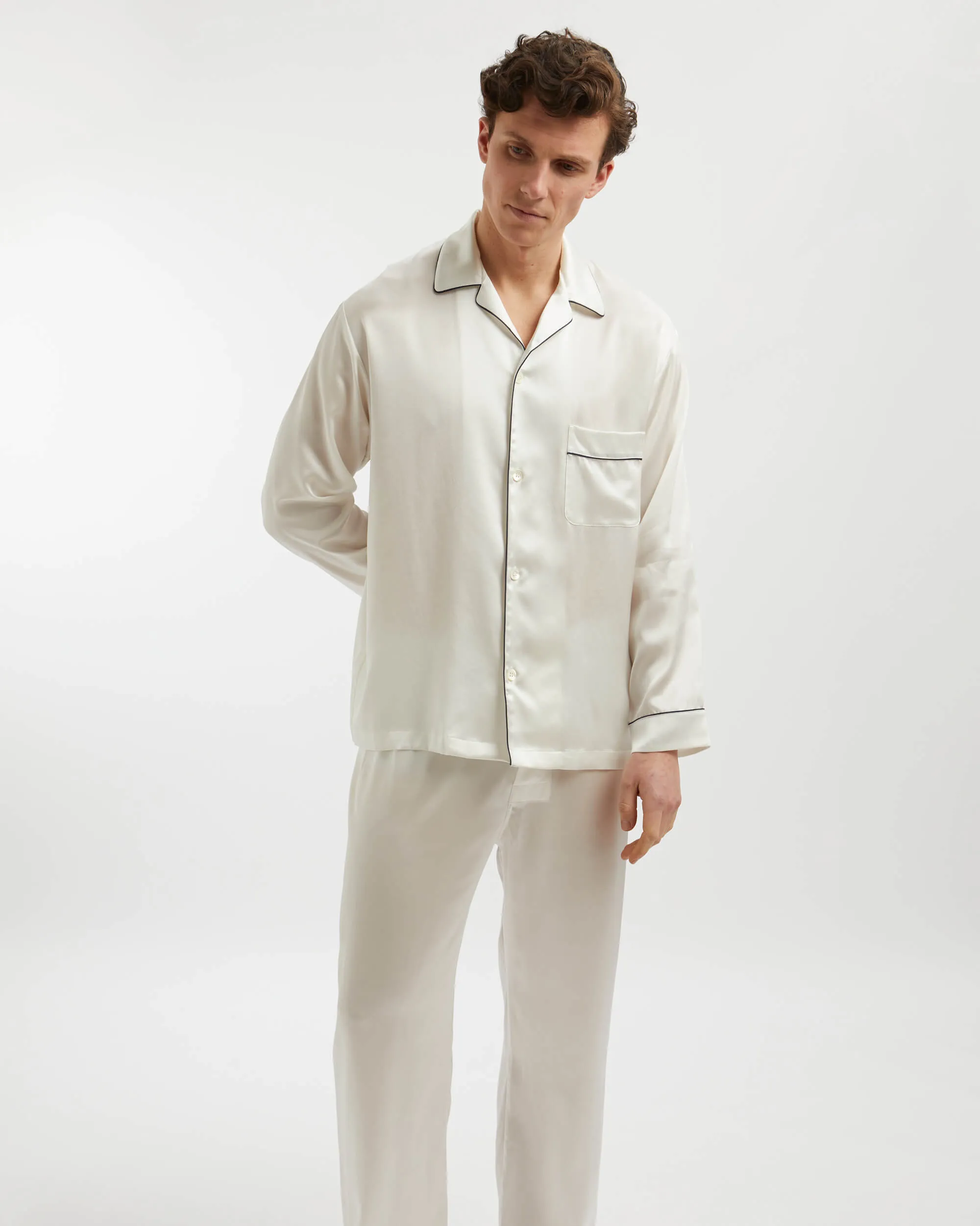 Men's Silk Pajamas - Ivory