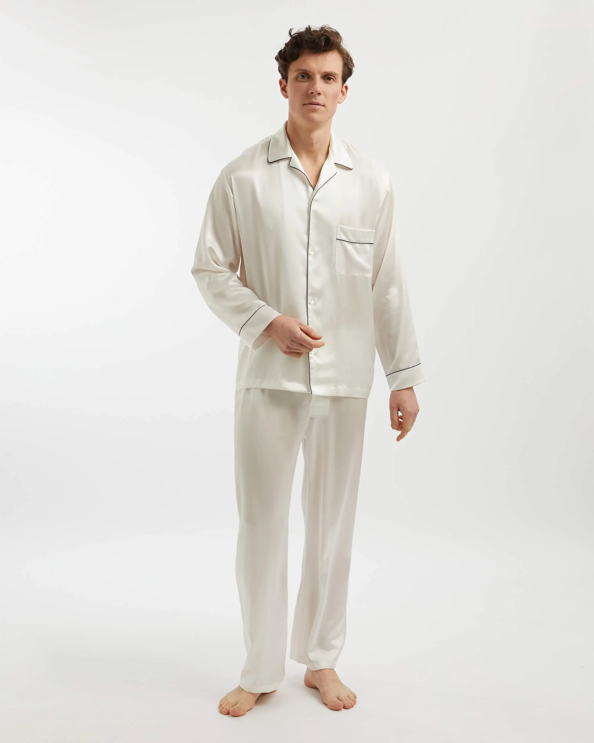 Men's Silk Pajamas - Ivory